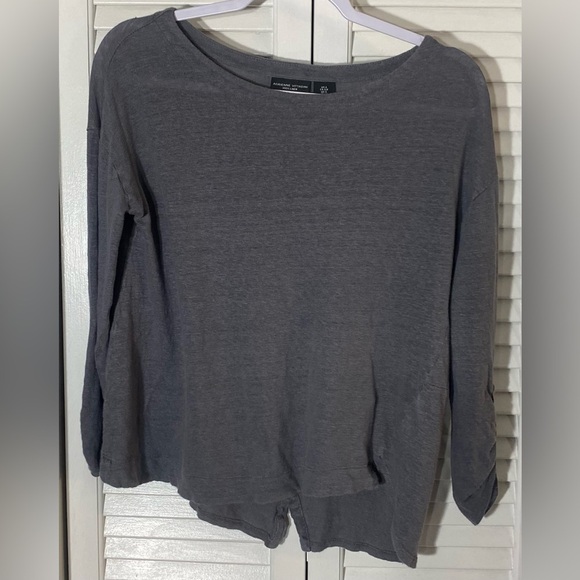 Adrienne Vittadini Club Monaco Classic Gray Long Sleeve Shirt, Sz S, 100% Linen - Picture 1 of 6